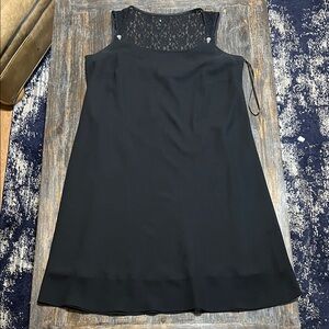 Karin Stevens Black Sleeveless Dress with Lace Detail